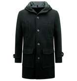 Enos Sporty Men's Hooded Coat -Slim Fit -8931- Black