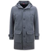 Enos Men's Tailored Winter Coat with Hood -8931- Grey