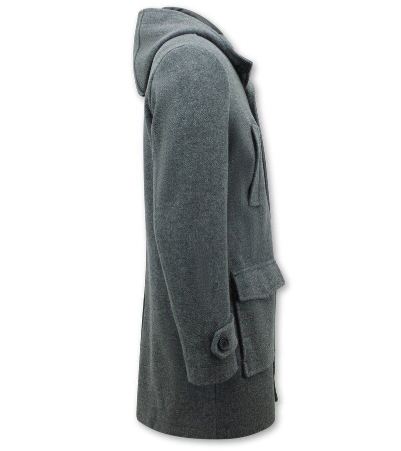 Enos Men's Tailored Winter Coat with Hood -8931- Grey