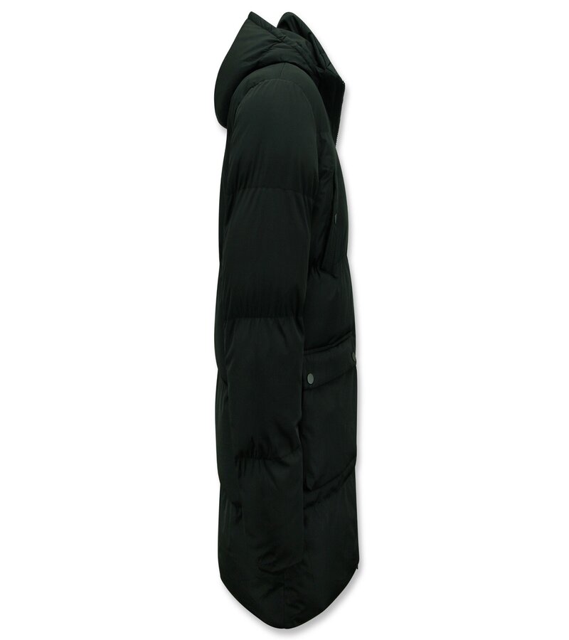 Local Fanatic Men's Long Puffer Winter Jacket with Hood - 3361 - Black