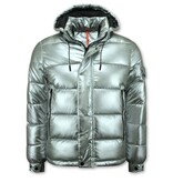 Enos Men's Silver Hooded Puffer Jackets