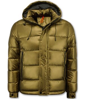 Enos Men's Gold Puffer Jacket with hood