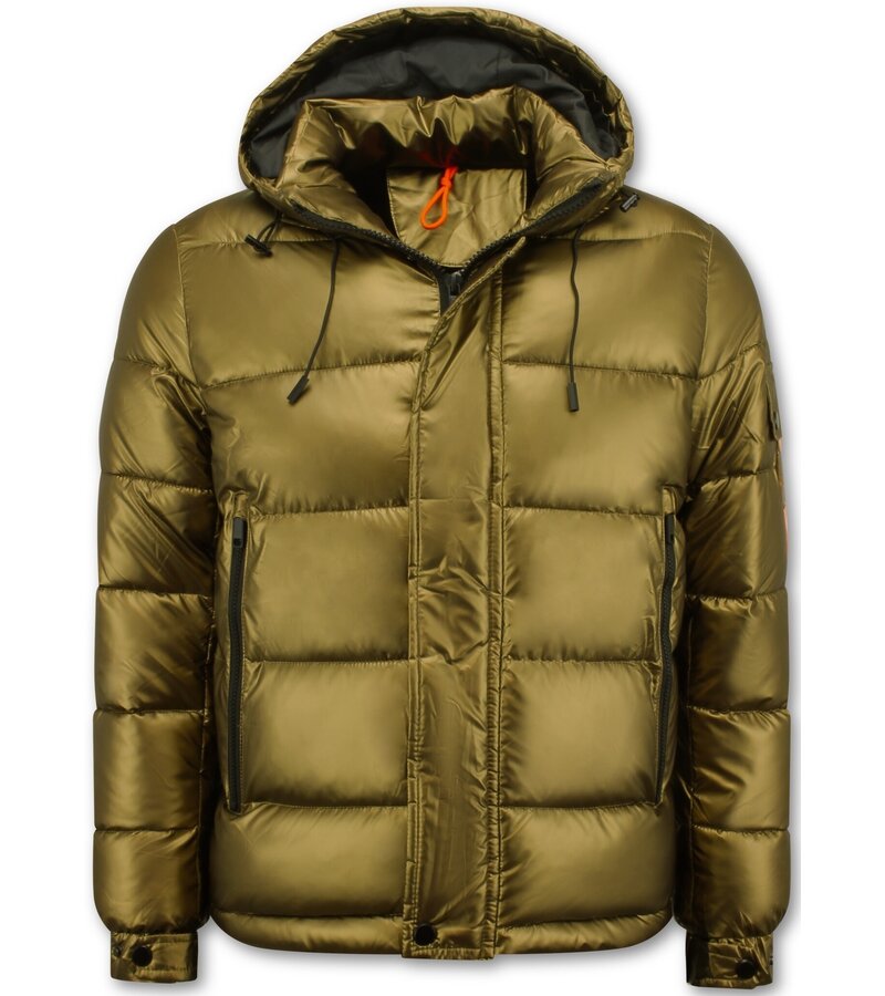Enos Men's Gold Puffer Jacket with hood