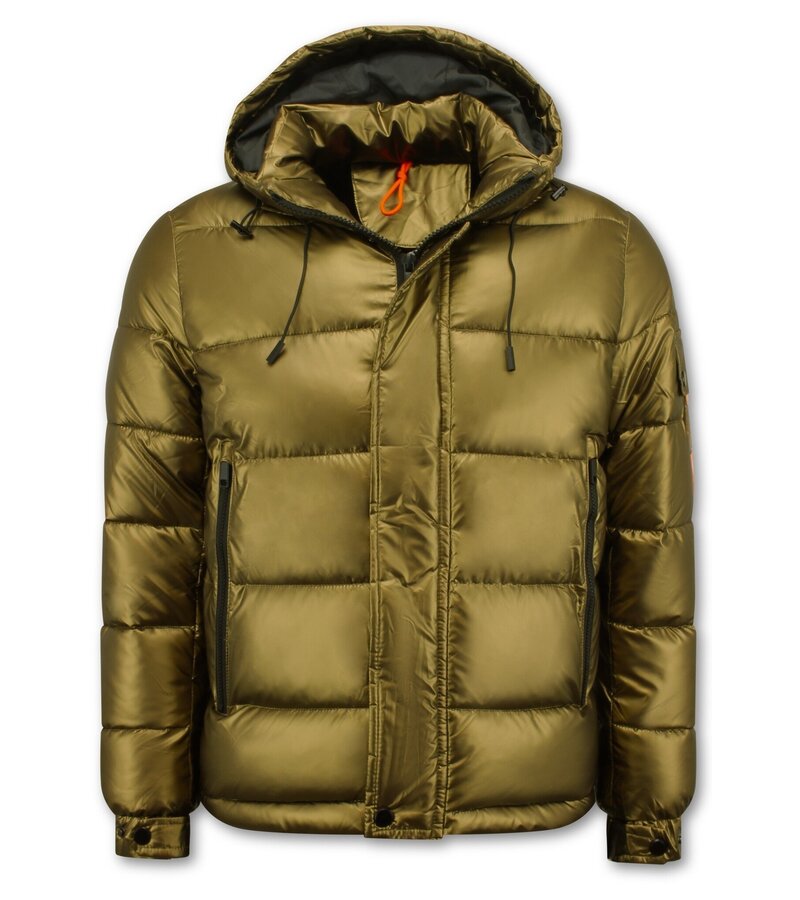 Enos Men's Gold Puffer Jacket with hood