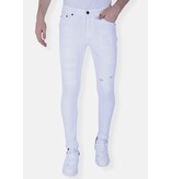 Local Fanatic White slim fit men's jeans with rips -1090