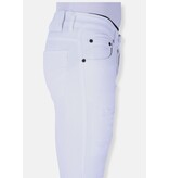 Local Fanatic White slim fit men's jeans with rips -1090