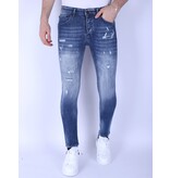 Local Fanatic Men's Denim Jeans Slim Fit with Bleached Wash - 1094 - Blue