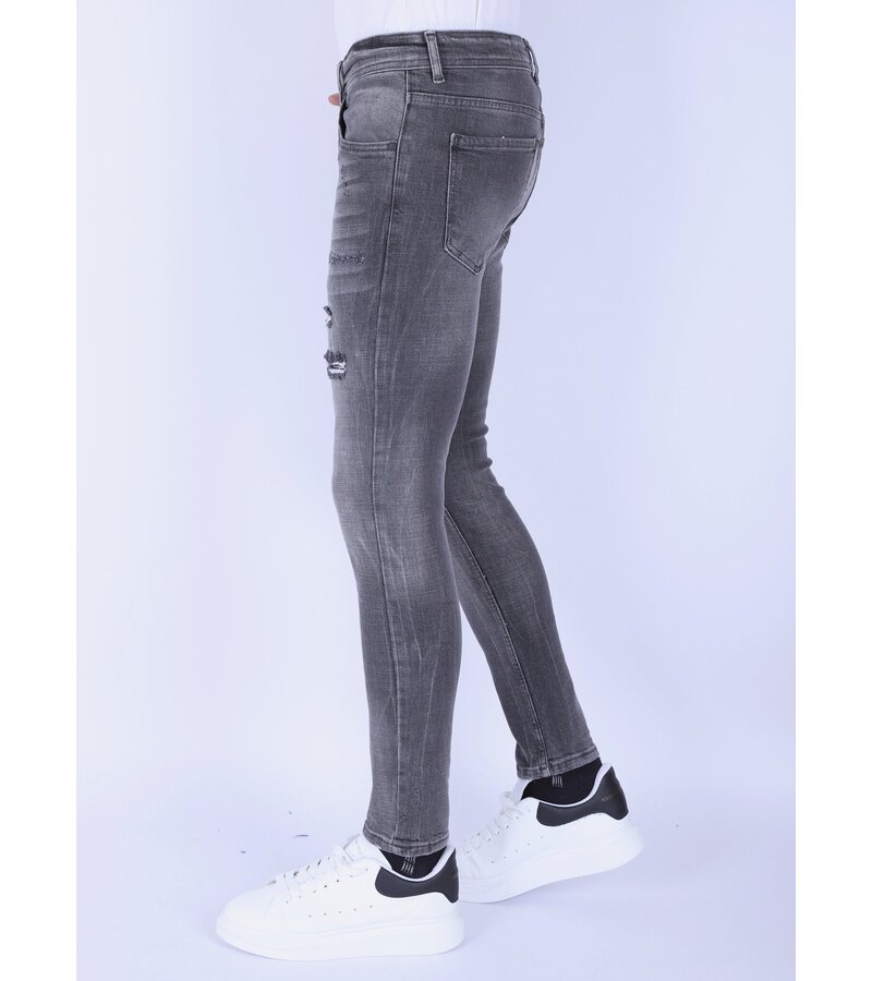 Local Fanatic Stonewashed Slim-fit Men's Jeans with Stretch - 1093 - Grey