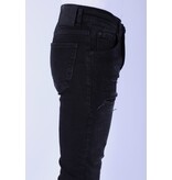 Local Fanatic Slim-fit Men's Jeans with Stretch with Holes - XXA - Black