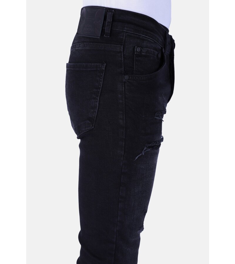 Local Fanatic Slim-fit Men's Jeans with Stretch with Holes - XXA - Black