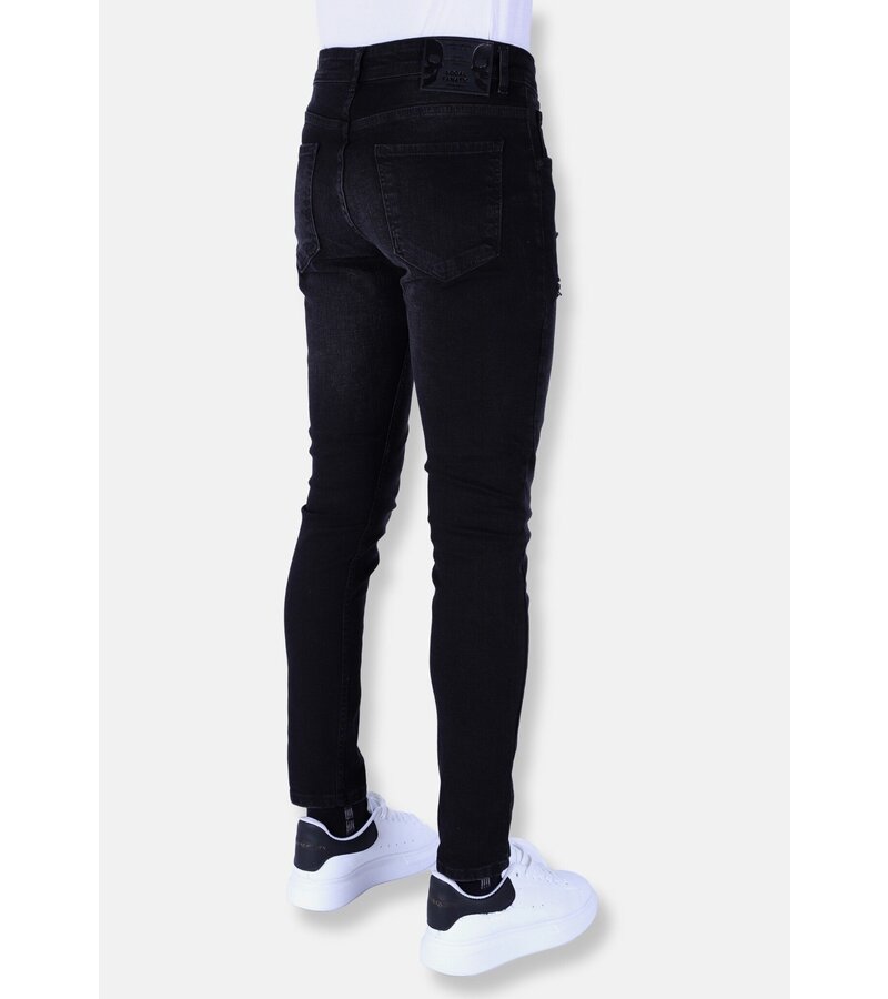 Local Fanatic Slim-fit Men's Jeans with Stretch with Holes - XXA - Black