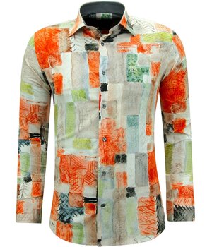 Gentile Bellini Men's Shirts with Colourful Prints - 3146 - Brown