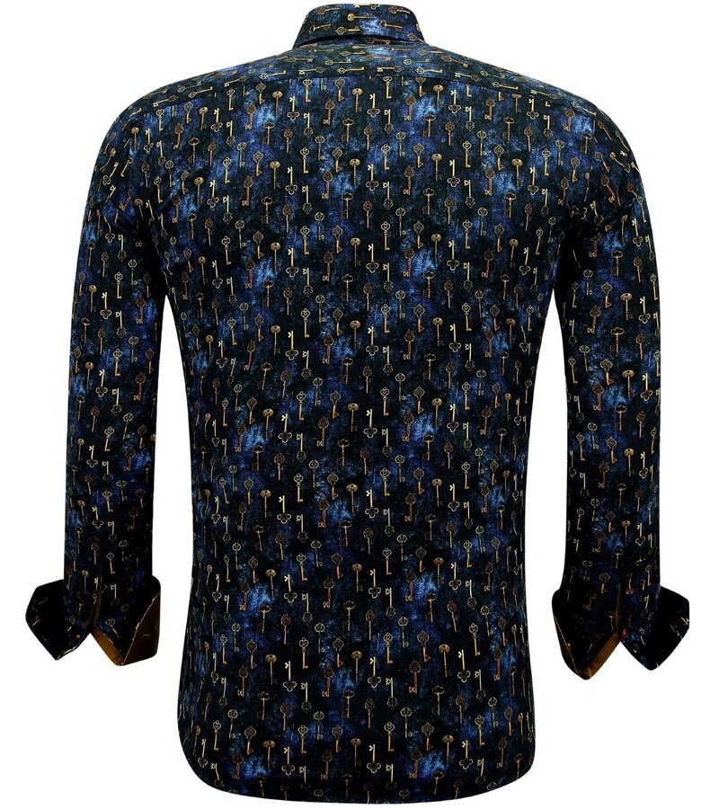 Gentile Bellini Men's Print Long Sleeve Shirt - 3144 - Blue