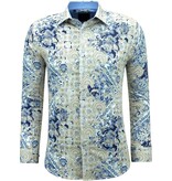 Gentile Bellini Men's Printed Shirt Longsleeve Slim Fit - 3140 - Blue