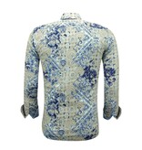 Gentile Bellini Men's Printed Shirt Longsleeve Slim Fit - 3140 - Blue