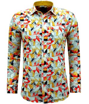 Gentile Bellini Non iron long sleeve shirt slim fit with print - 3142 - Yellow