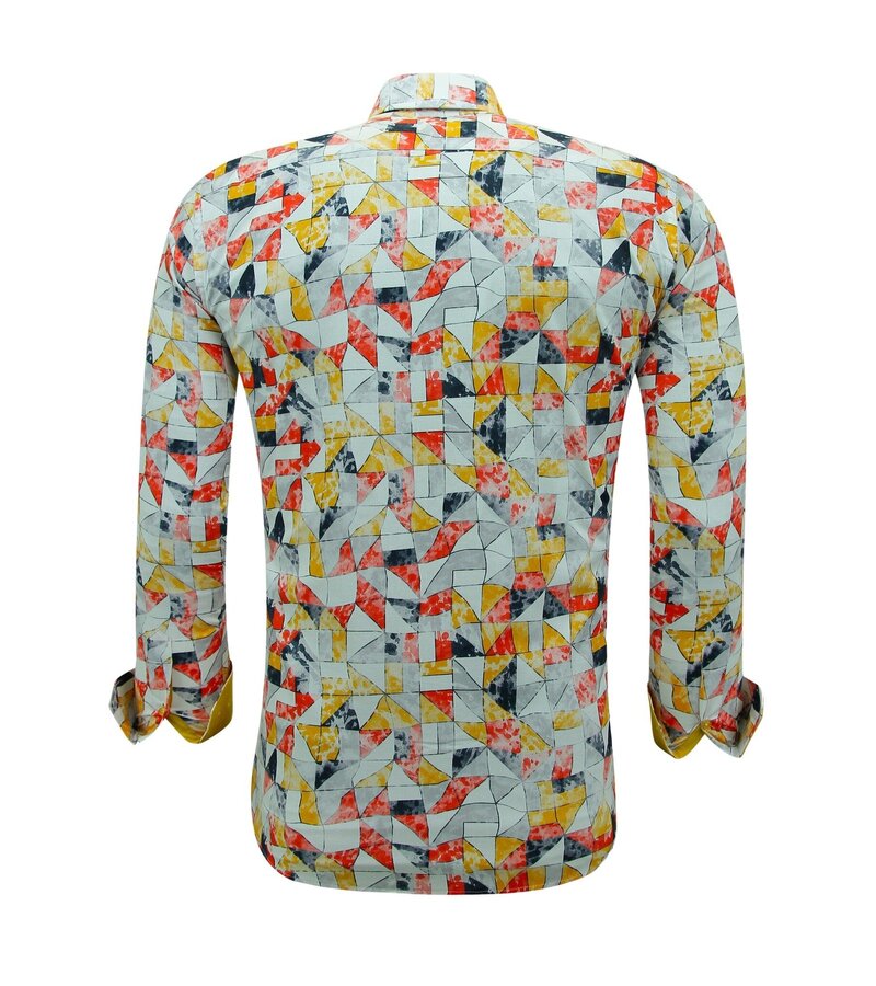 Gentile Bellini Non iron long sleeve shirt slim fit with print - 3142 - Yellow