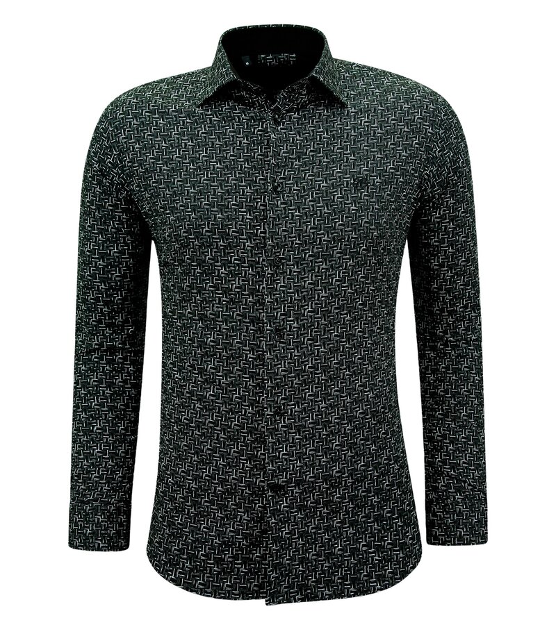 Gentile Bellini Men's Casual Shirt Long Sleeve with Print - 3143 - Black