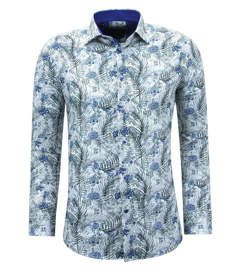 Gentile Bellini Cotton Shirt Men's Long Sleeve with Print - 3138 - White