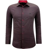 Gentile Bellini Shirt Print Men's Long Sleeves Slim Fit - 3137 - Red