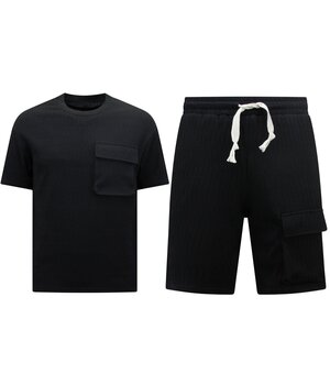 TopStar Ribbed Oversized Summer Set Men - SET - Black