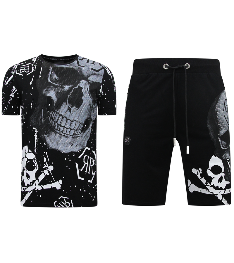 Enos Men's Sets - Skull - Rhinestone - 7975/7976 - Black