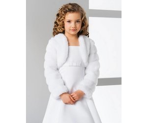 Pelz Kommunion Jacke Bolero warm für Mädchen in weiß oder ivory