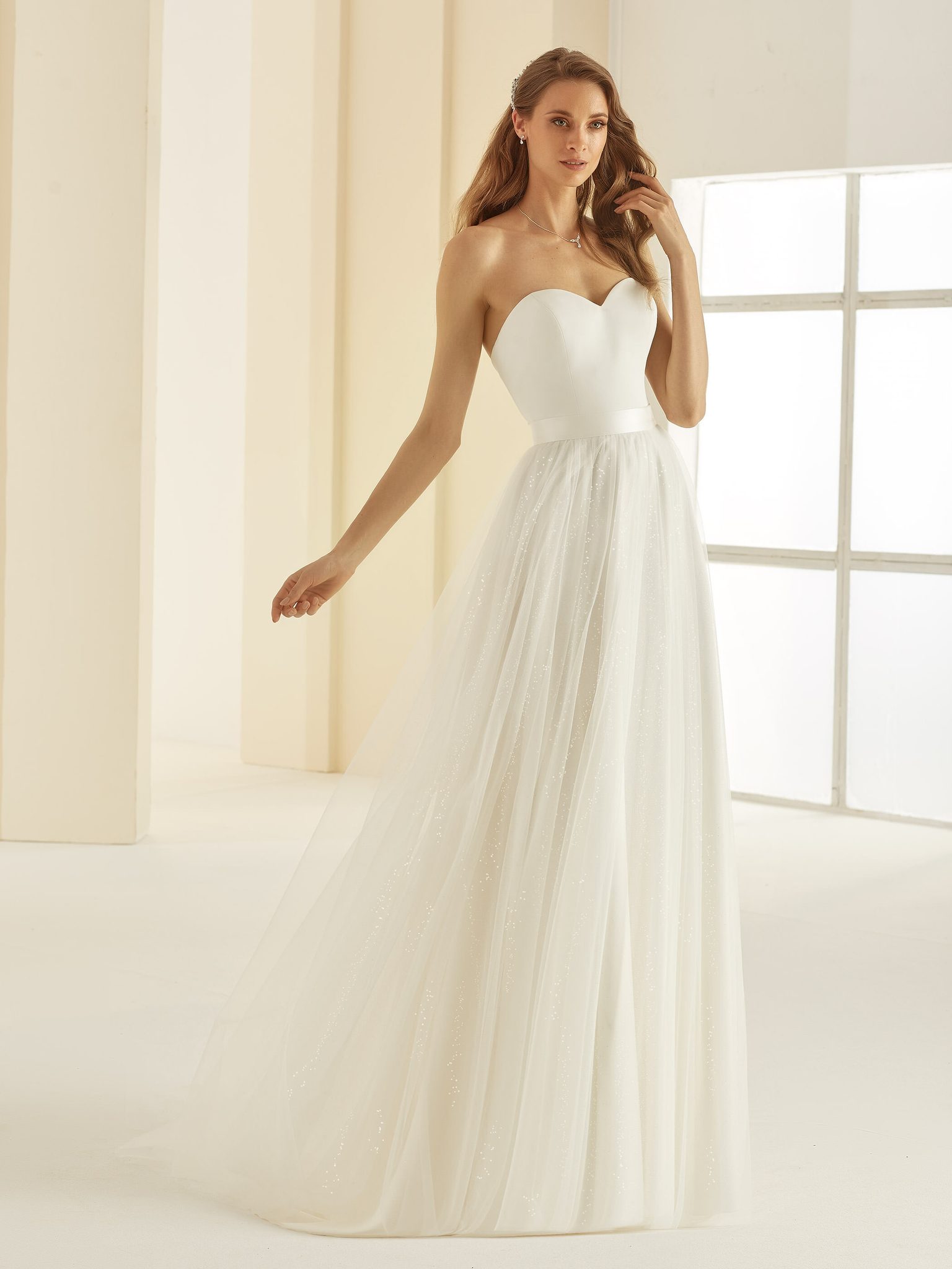 Brautkleid Rock Tull Glitzer Lang Mit Schleppe Ivory Brautkontor