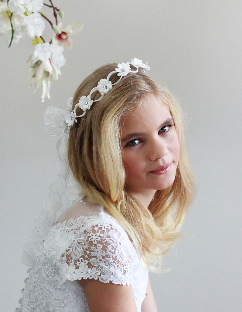 Haarkranz Strass und Organza Locken