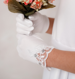 Tolle Kommunion Handschuhe mit Spitze und Strass