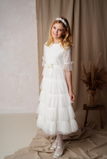 Kommunionkleid mit Volantrock und Spitze in creme