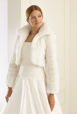 Pelzoptik Fell Brautjacke Bolero in ivory creme