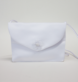 Kommuniontasche aus Satin mit Perlenblume