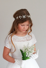 Kids  Elegantes Kommunionkleid lang mit Spitze und Organzarock