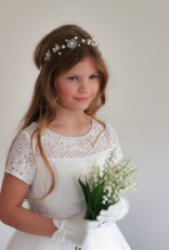 Kids  Elegantes Kommunionkleid lang mit Spitze und Organzarock