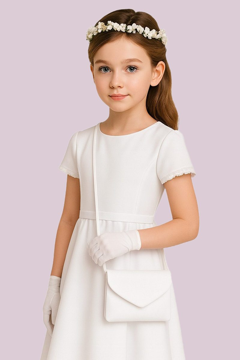 Kommuniontasche Umhängetasche aus Satin in weiß oder hellcreme