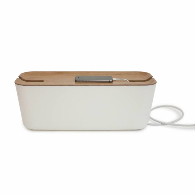 Cable organiser hideaway XL white/natural wood