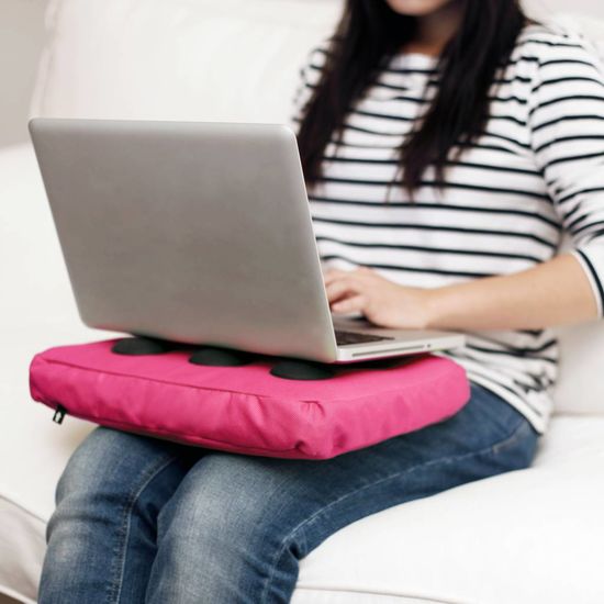 Laptopkussen roze/zwart polyester Laptopkussen roze/zwart polyester