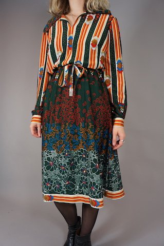 70er Art Deco Kleid