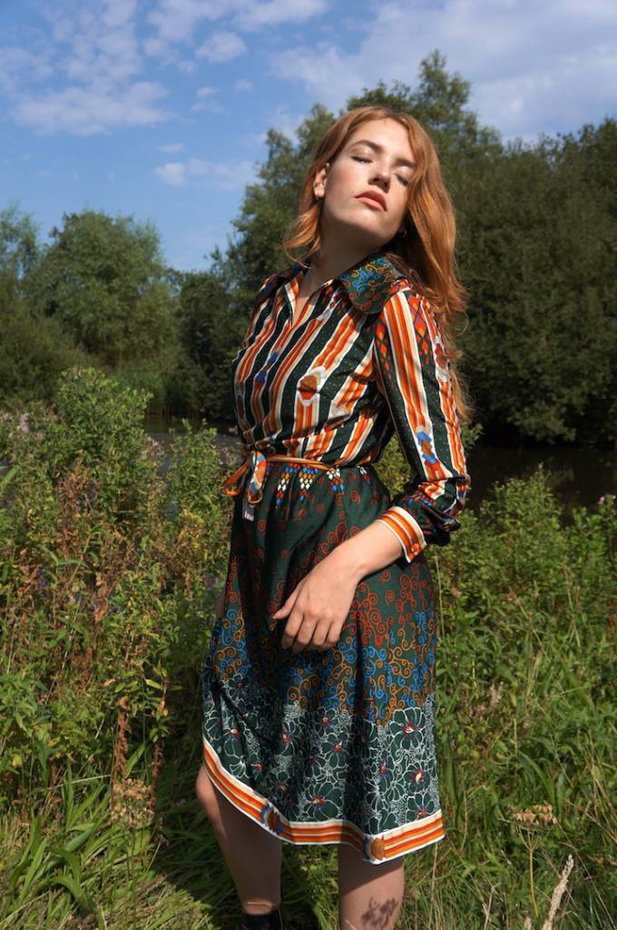 70er Art Deco Kleid