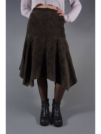 70s Suede Midi Layered Skirt
