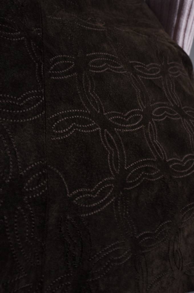 70s Suede Midi Laagjes Rok Embroidery