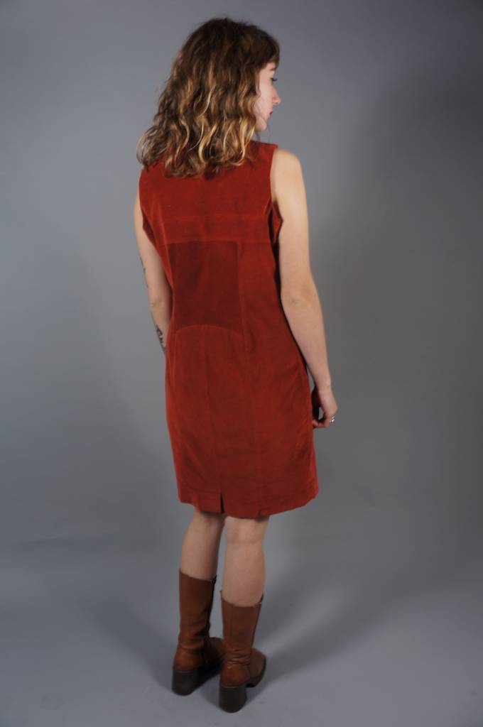70er Cord Pinafore Etuikleid