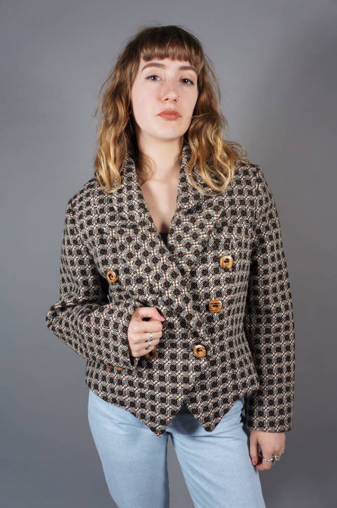 80er Doppelreihige Tweedjacke Tammy