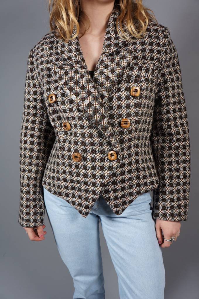 80er Doppelreihige Tweedjacke Tammy