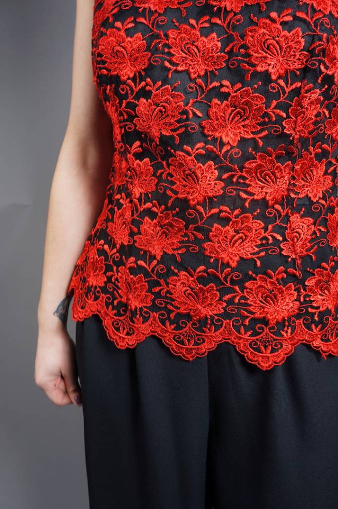 90s Lace Jumpsuit with Flare Pants