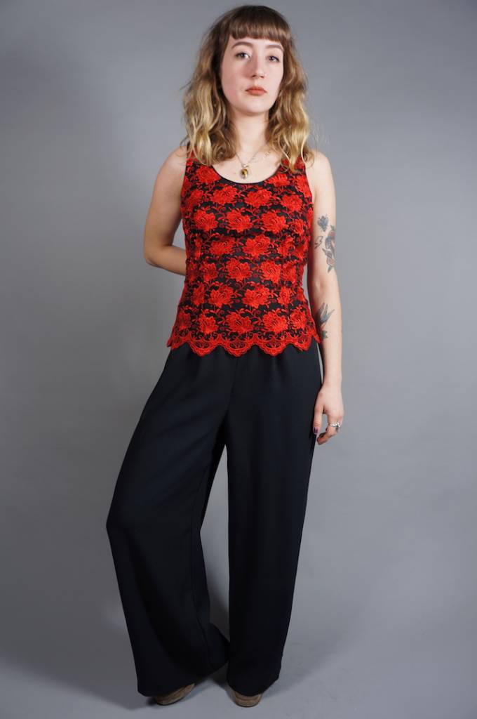 90s Lace Jumpsuit with Flare Pants