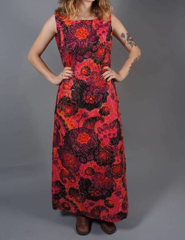 70er Psychedelisches Maxikleid Jane