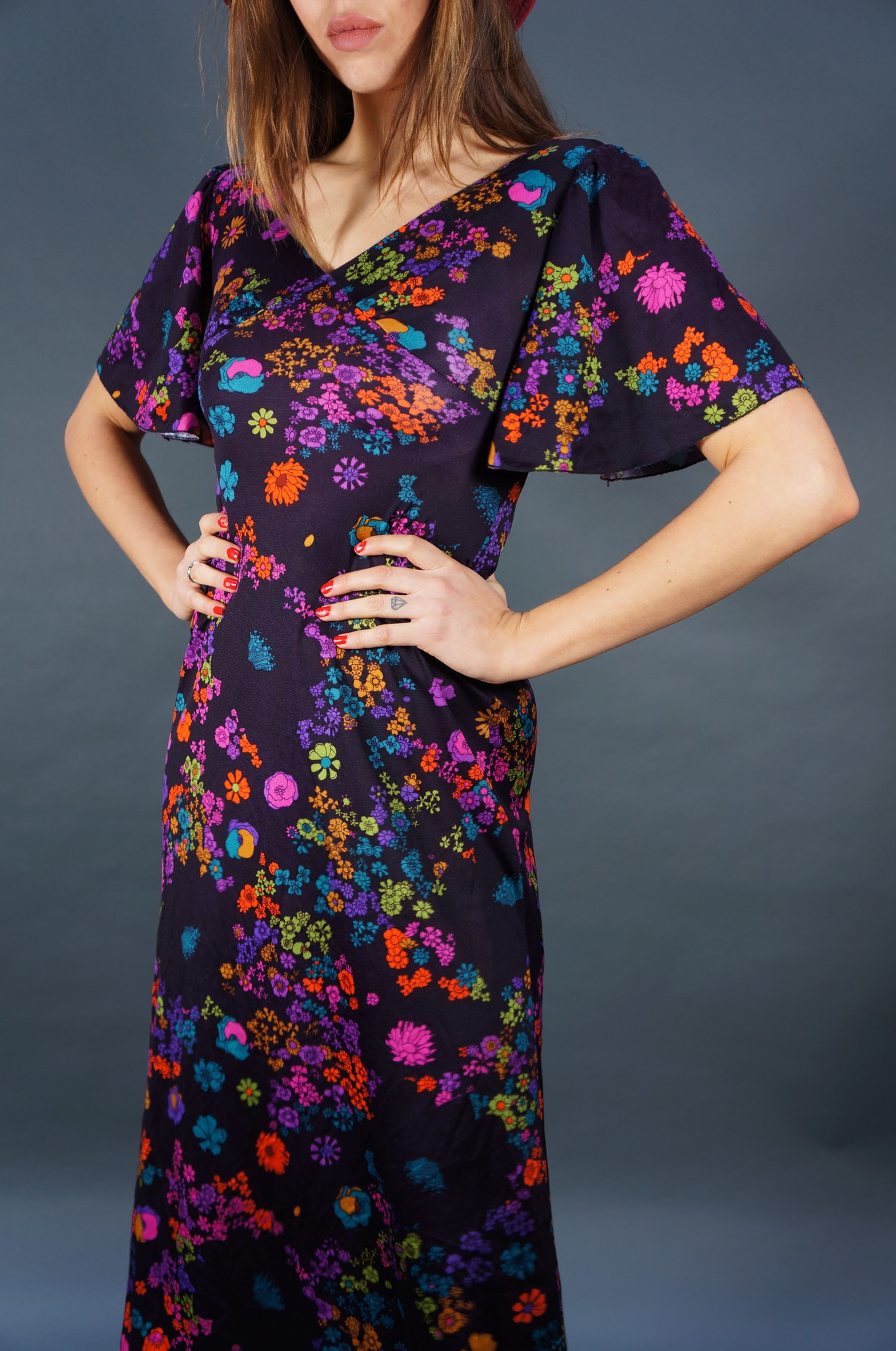 70er Maxikleid Purple Haze