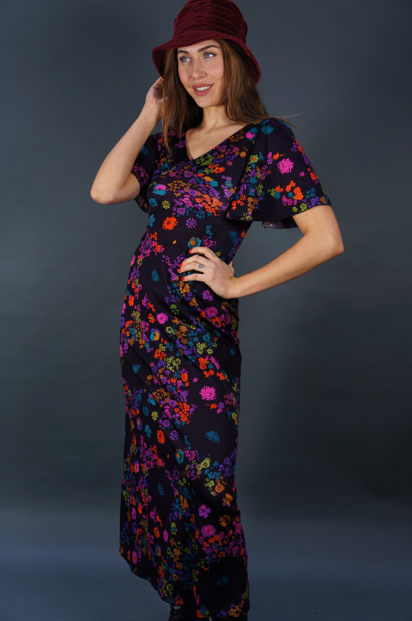 70er Maxikleid Purple Haze